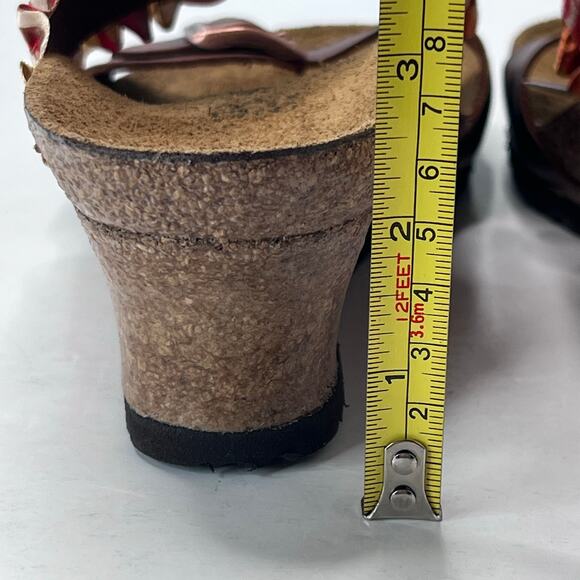 Birkenstock Della Wedge Sandal Leaf Print Brown Women 7/EU 38 NWB Narrow Fit - Picture 8 of 11